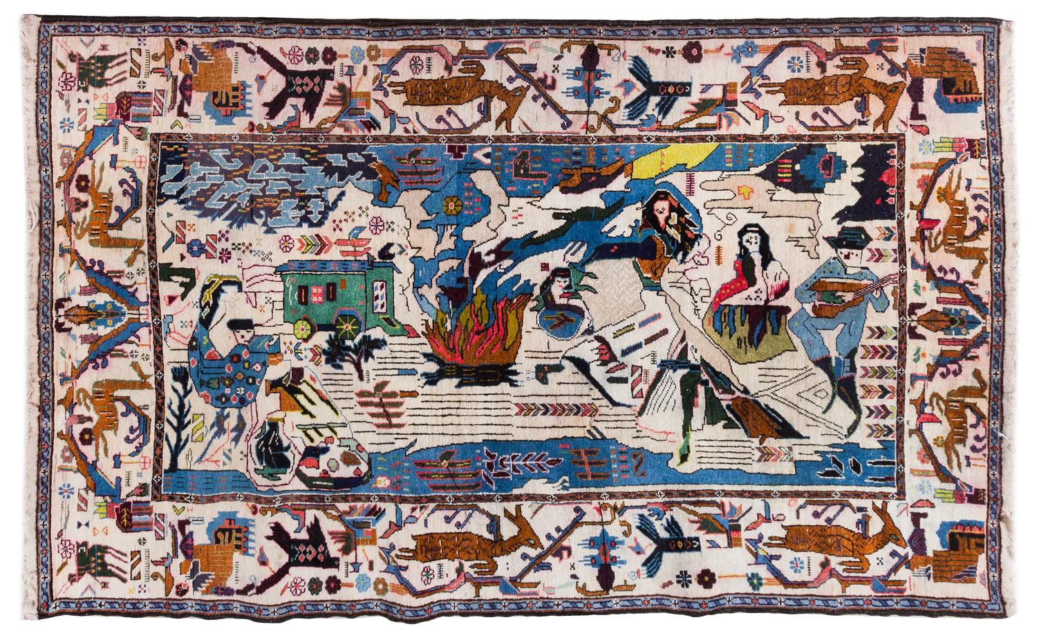 An Afghan Wool Rug 6 feet 11 inches x 3 feet 11 inches. — 20TH CENTURY