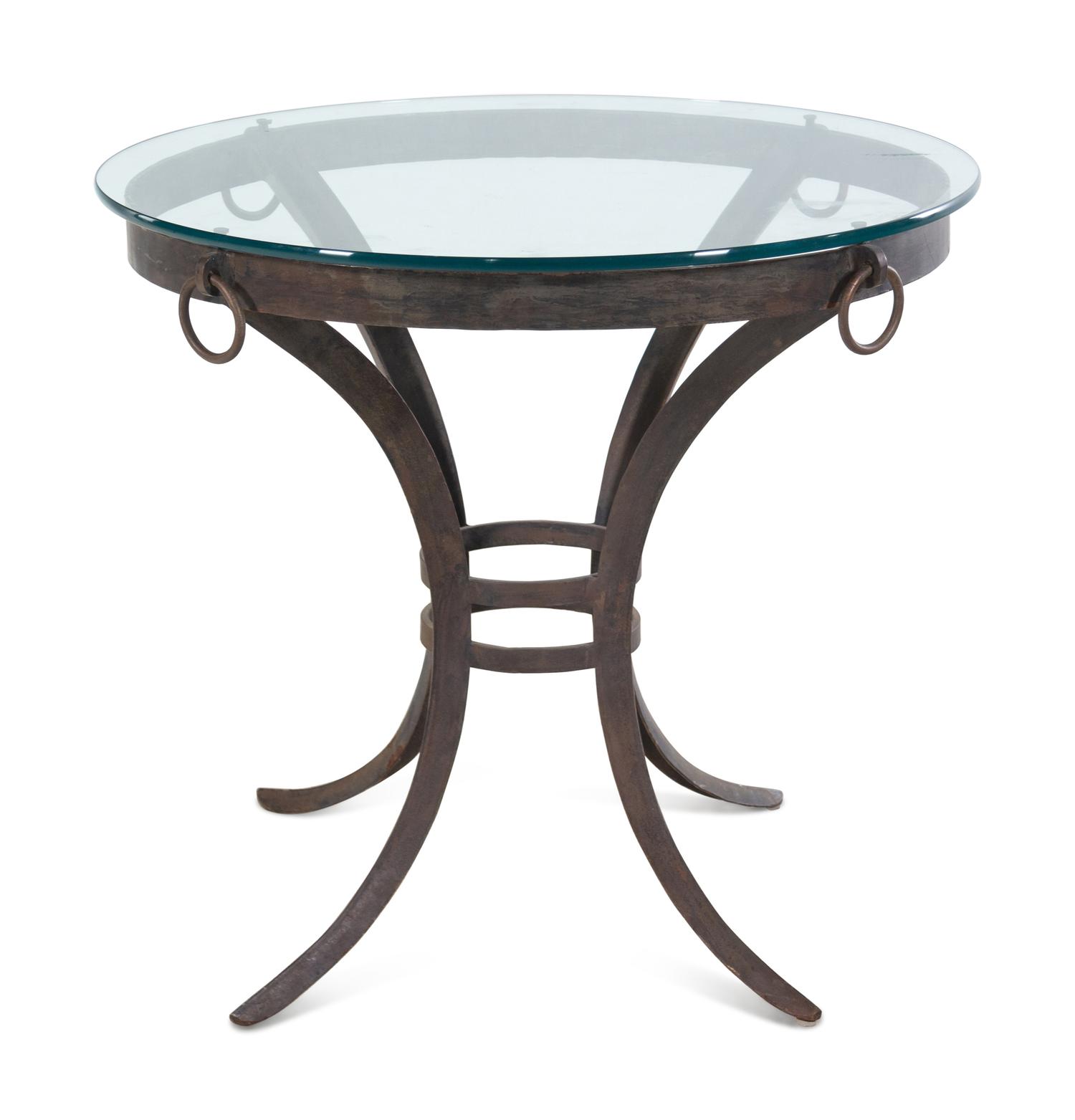 An Iron Glass-Top Side Table