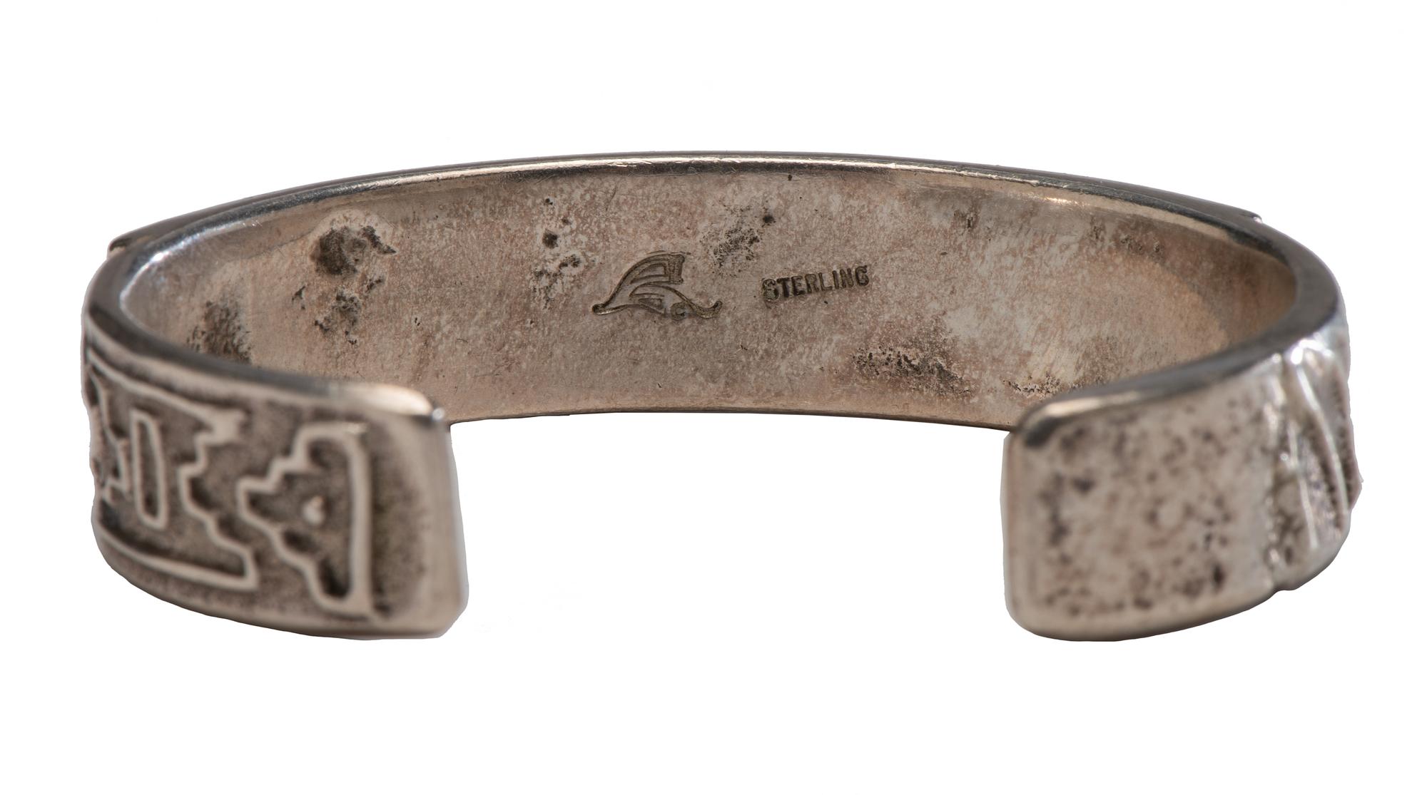 Sterling Silver Cuff Bracelet, with Micro Mosaic Inlay Lot is located and will ship from Denver, Colorado.