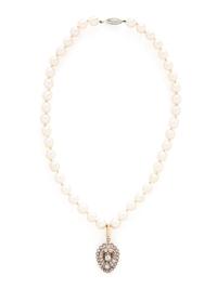 CULTURED PEARL AND DIAMOND PENDANT NECKLACE