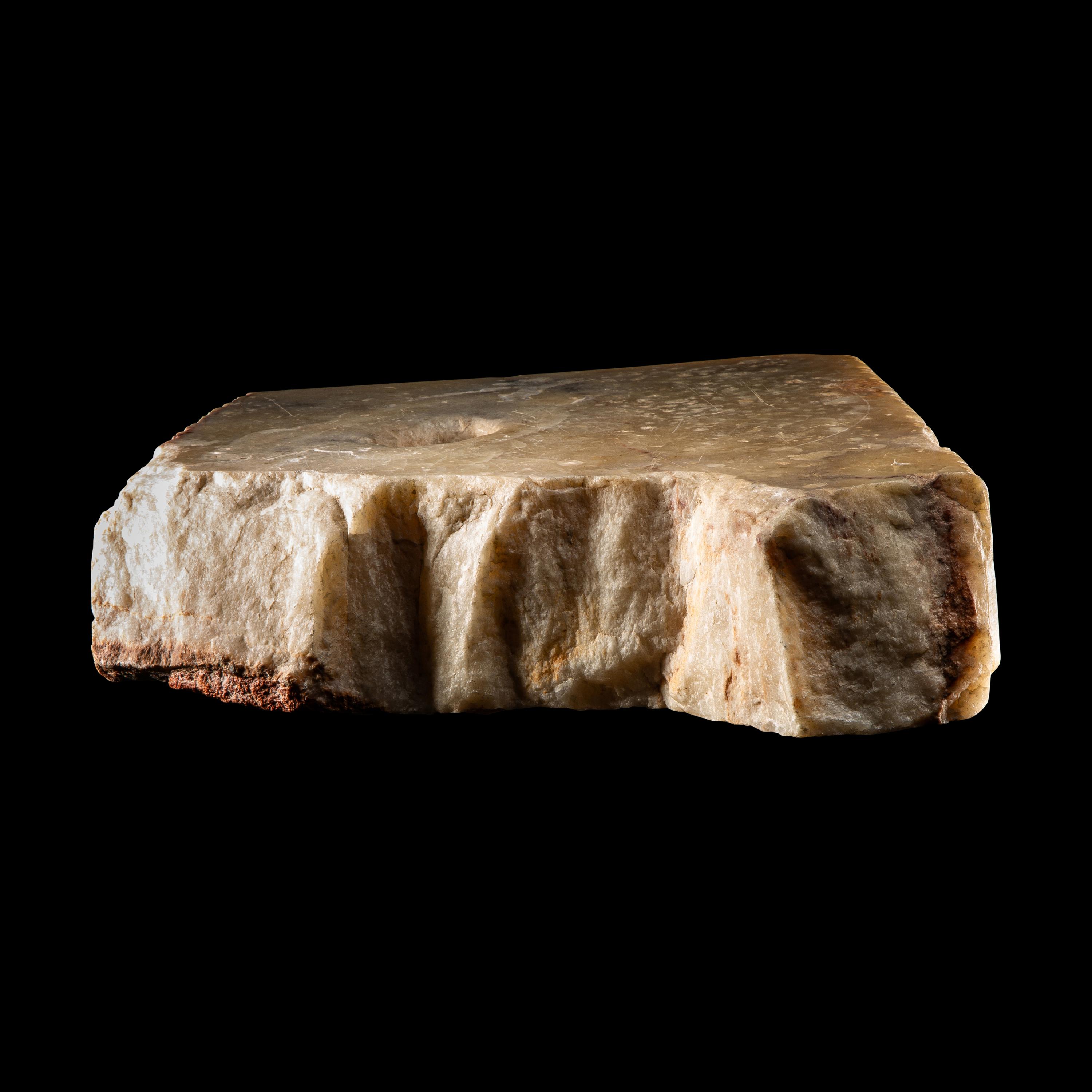 A South Arabian Fragmentary Albaster Ibex Base
