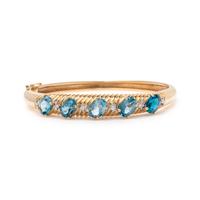 YELLOW GOLD, BLUE TOPAZ AND DIAMOND BANGLE BRACELET