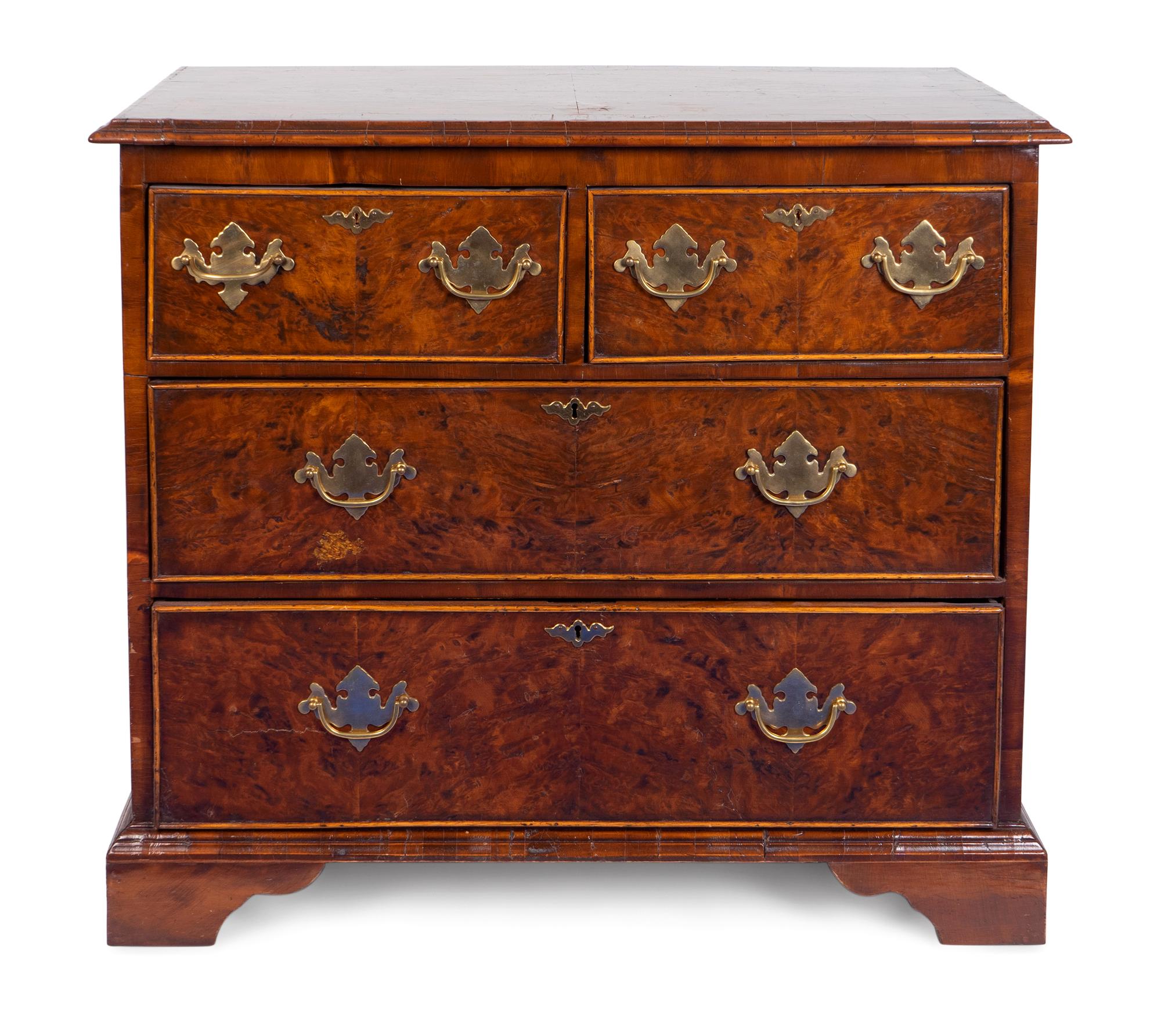 A George I Style Burl Walnut Chest of Drawers — 19TH CENTURY