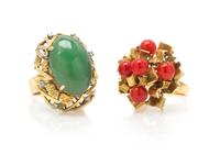 A Collection of Yellow Gold and Multigem Rings, 12.40 dwts.