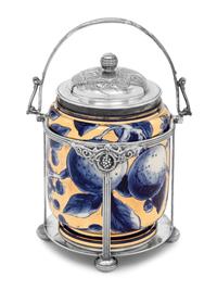 A Victorian Silver Mounted Porcelain Biscuit Barrel