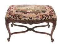 A Louis XV Style Walnut Bench Height 20 x width 30 1/4 x depth 19 inches.