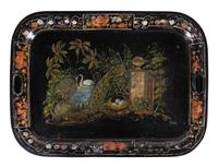 A Victorian Tole Tray on a Later Stand