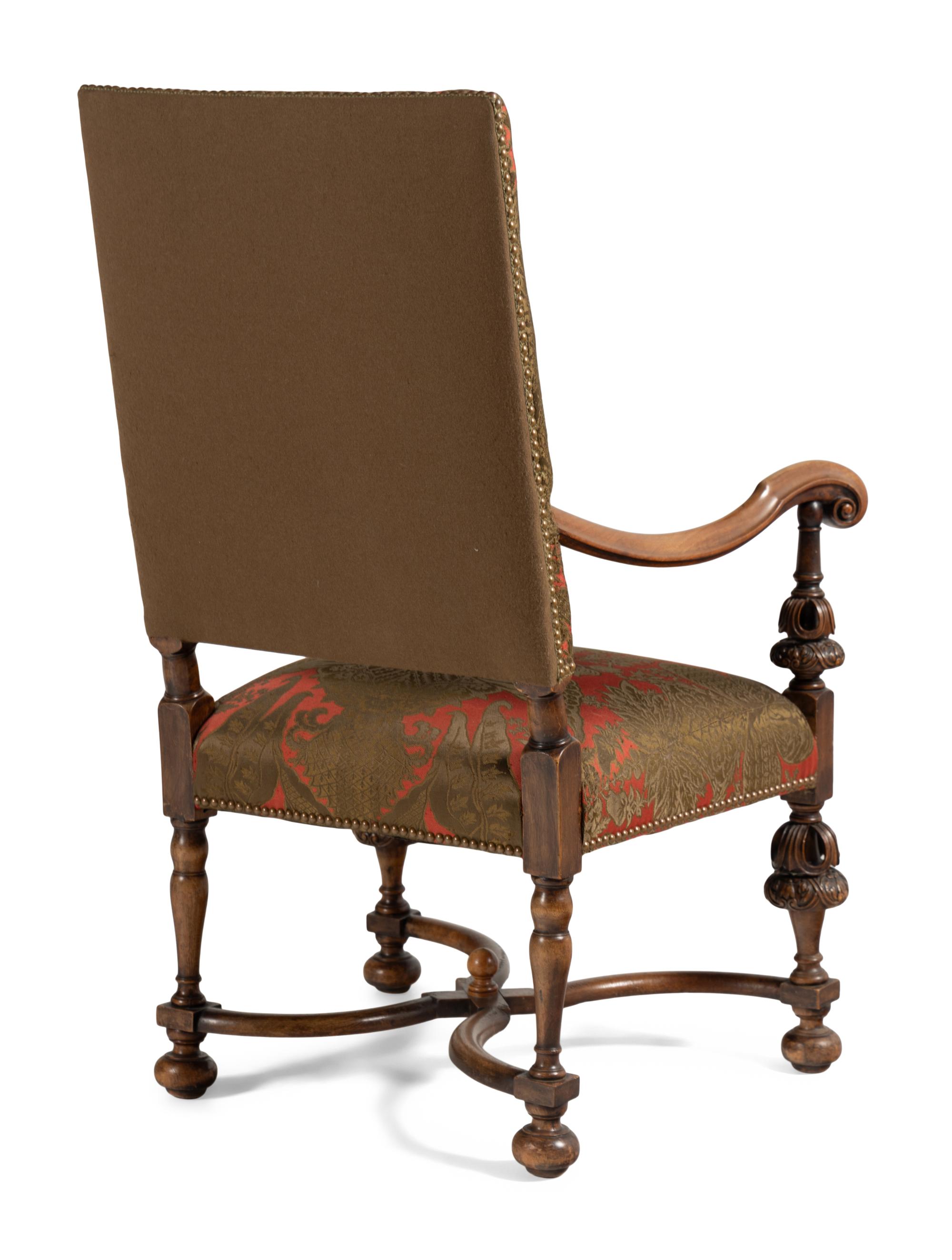 A Pair of William and Mary Style Walnut Armchairs