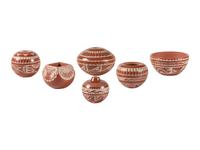 Miniature White-on-Red Pottery Jars