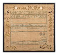 A Connecticut Needlework Alphabet Sampler, Wrought by Miranda Brockaway