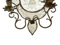 A Pair of Venetian Etched Glass Two-Light Girandole Mirrors