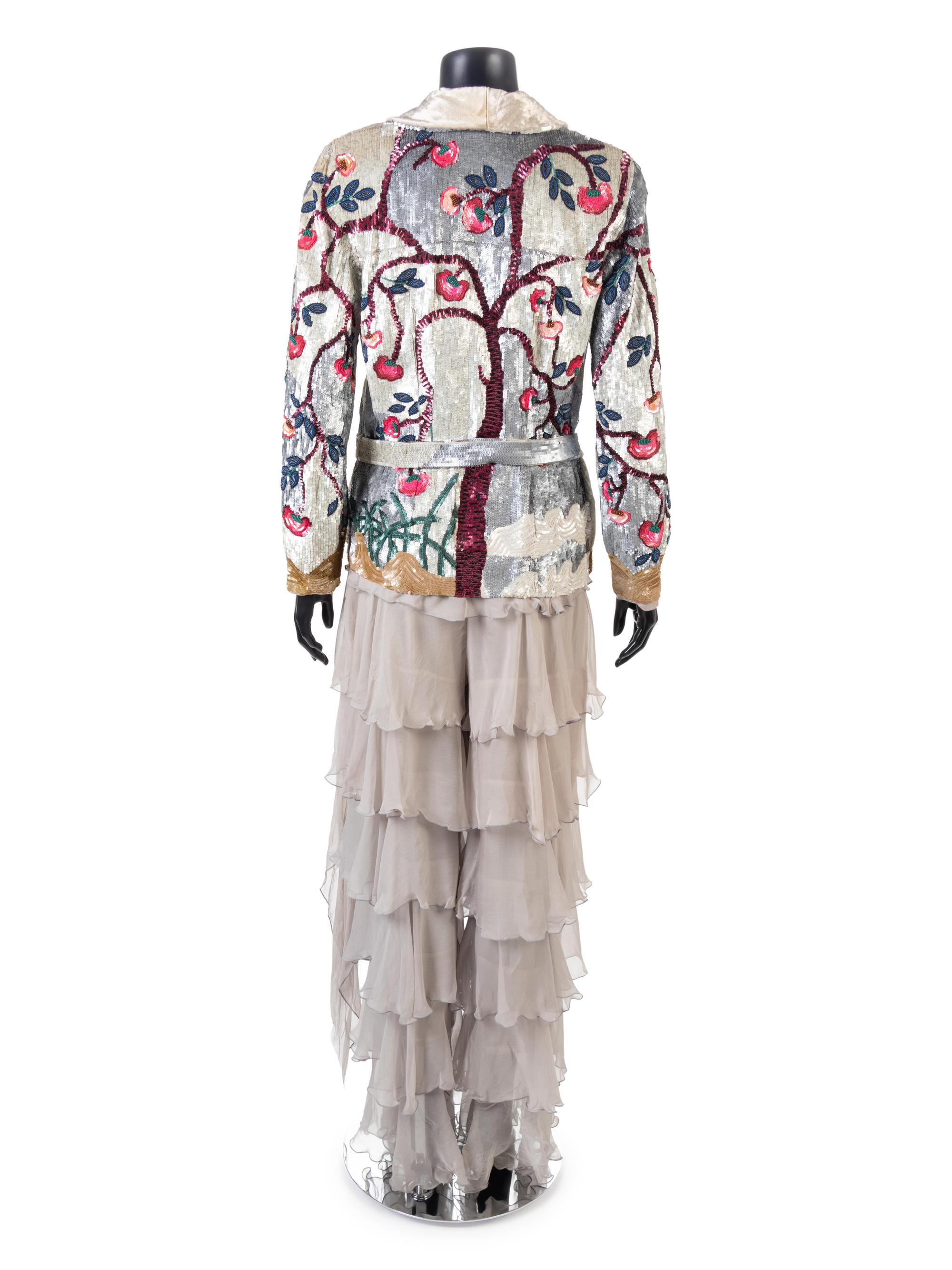 Valentino Sequin Jacket with Ruffle Pants, 1980-90s