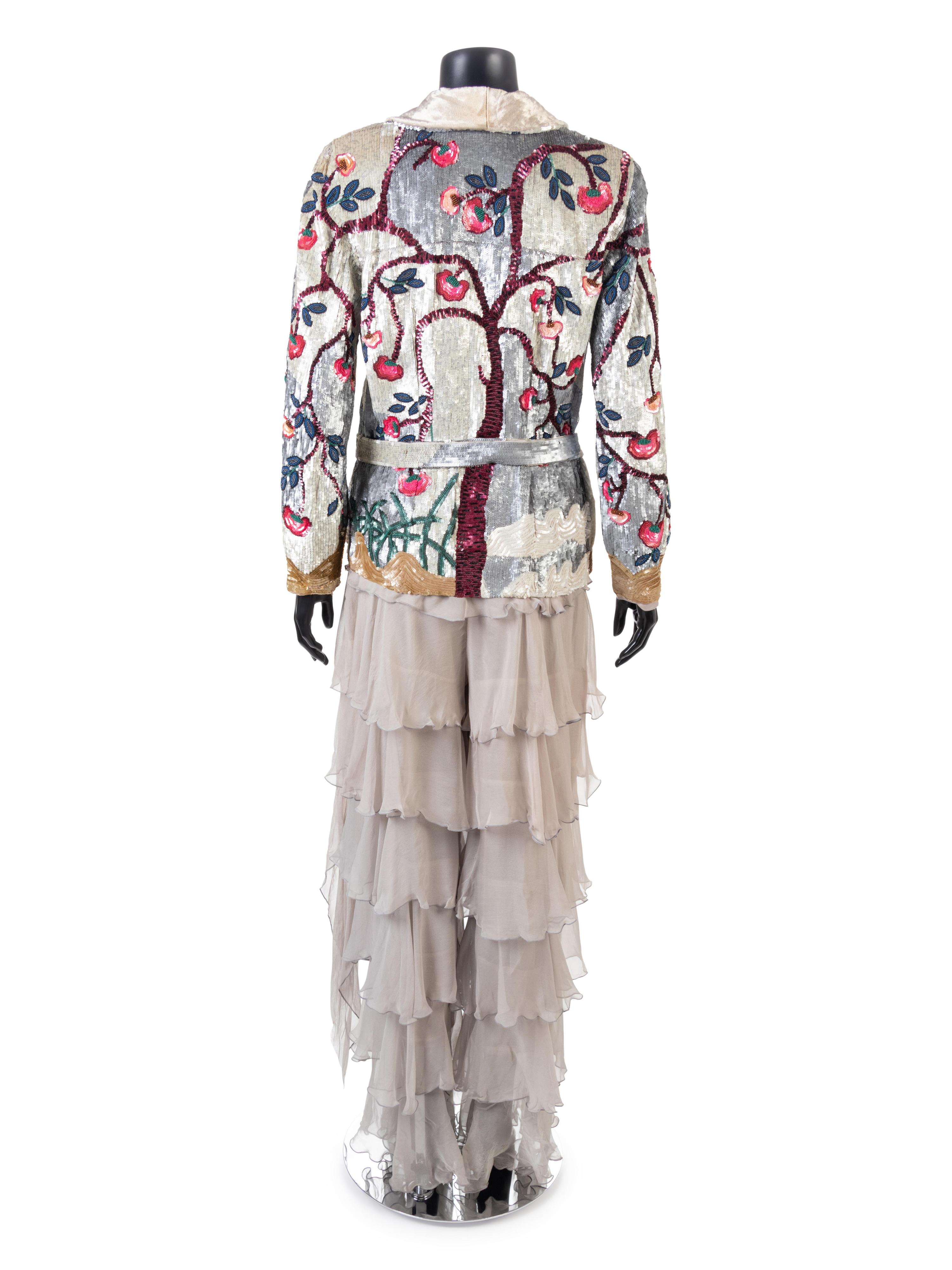 Valentino Sequin Jacket with Ruffle Pants, 1980-90s