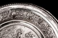 A Pair of Victorian Silverplated Mythological Circular Chargers