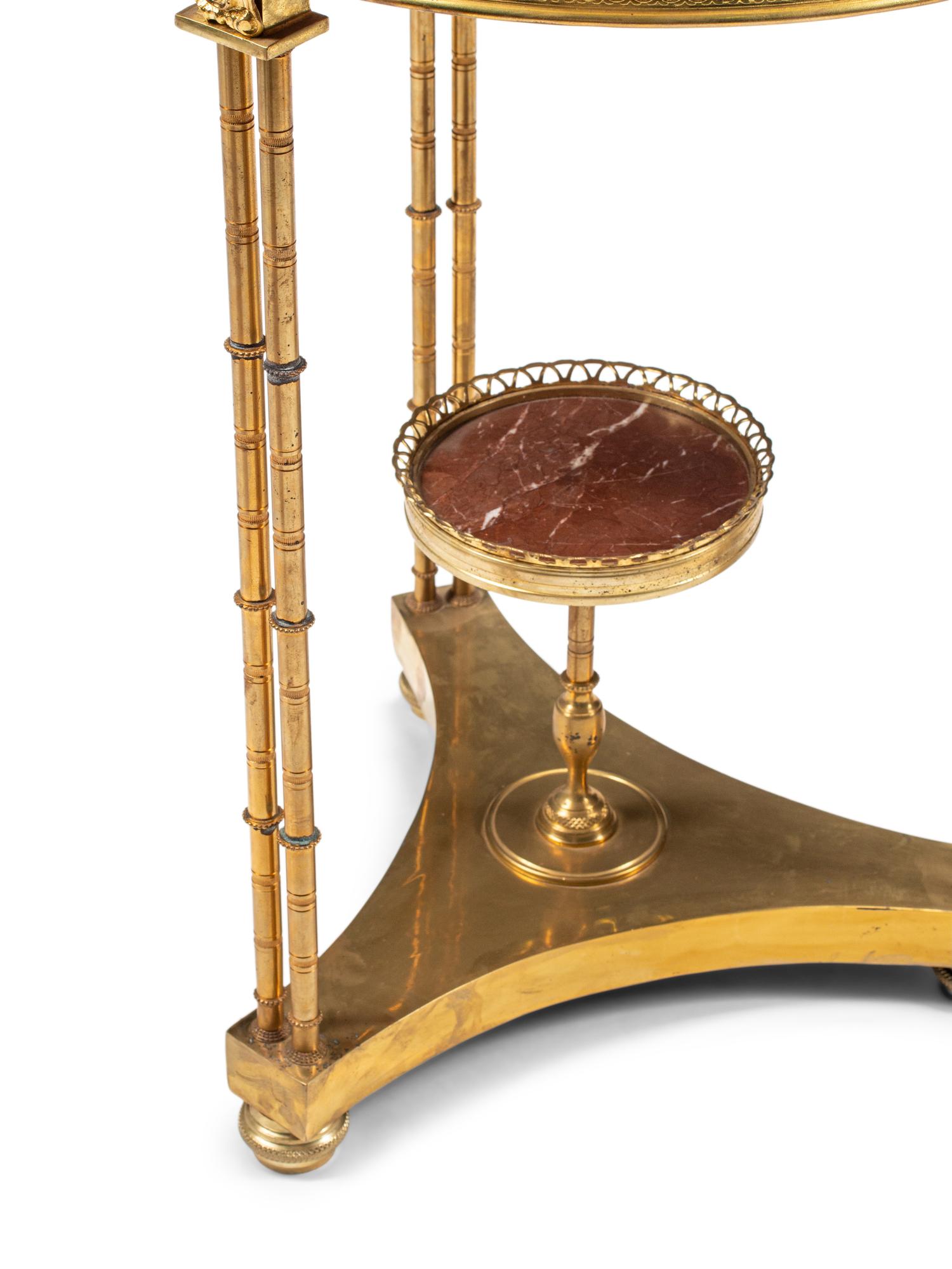 A Pair of Gilt Bronze and Marble Side Tables