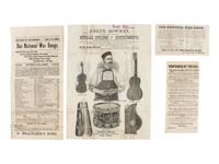 [ADVERTISING]. A group of 19th-century advertisements, stock certificates, and miscellaneous ephemera.