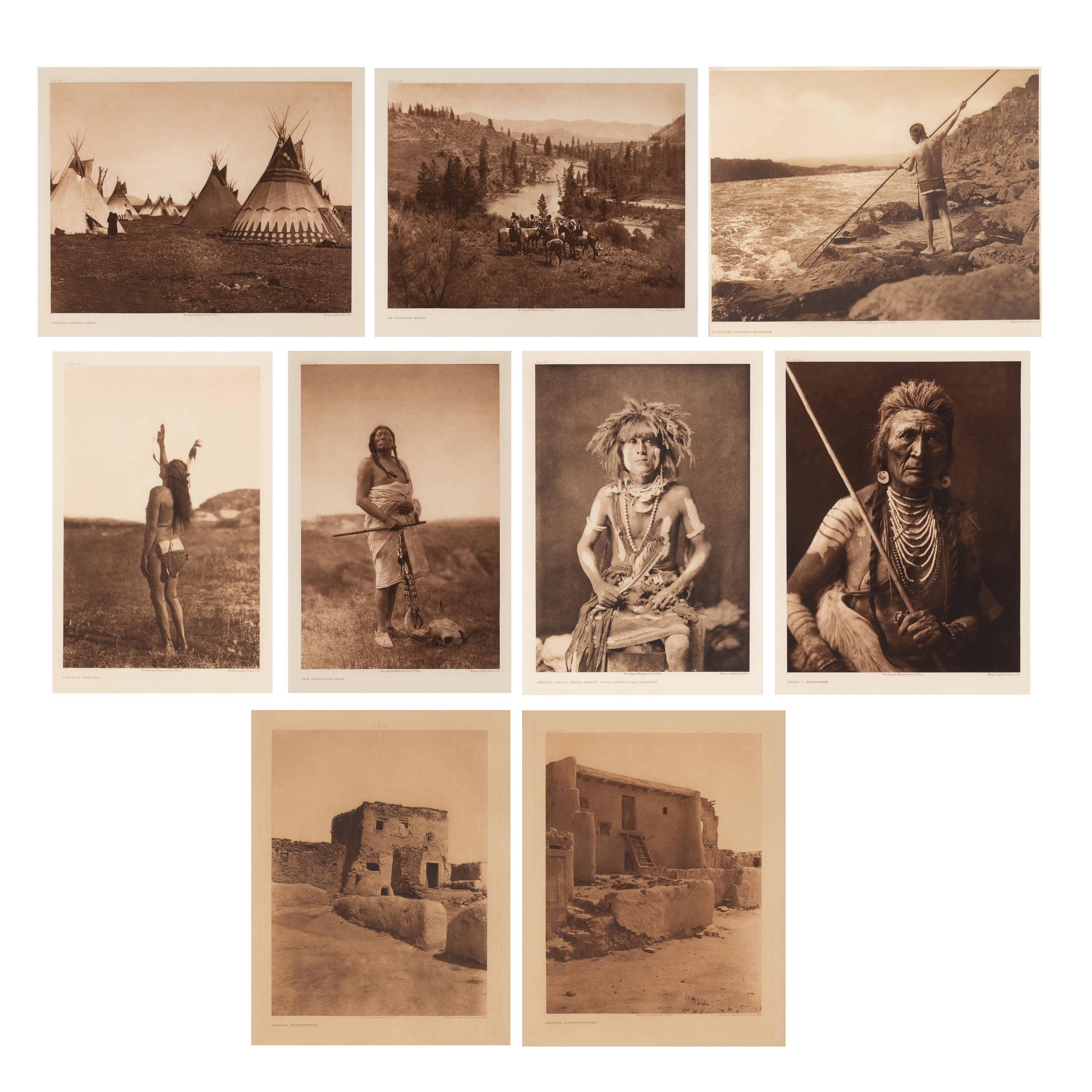 [Native American]. Curtis, Edward S. (1868-1952). A group of 9 large photogravures, comprising: