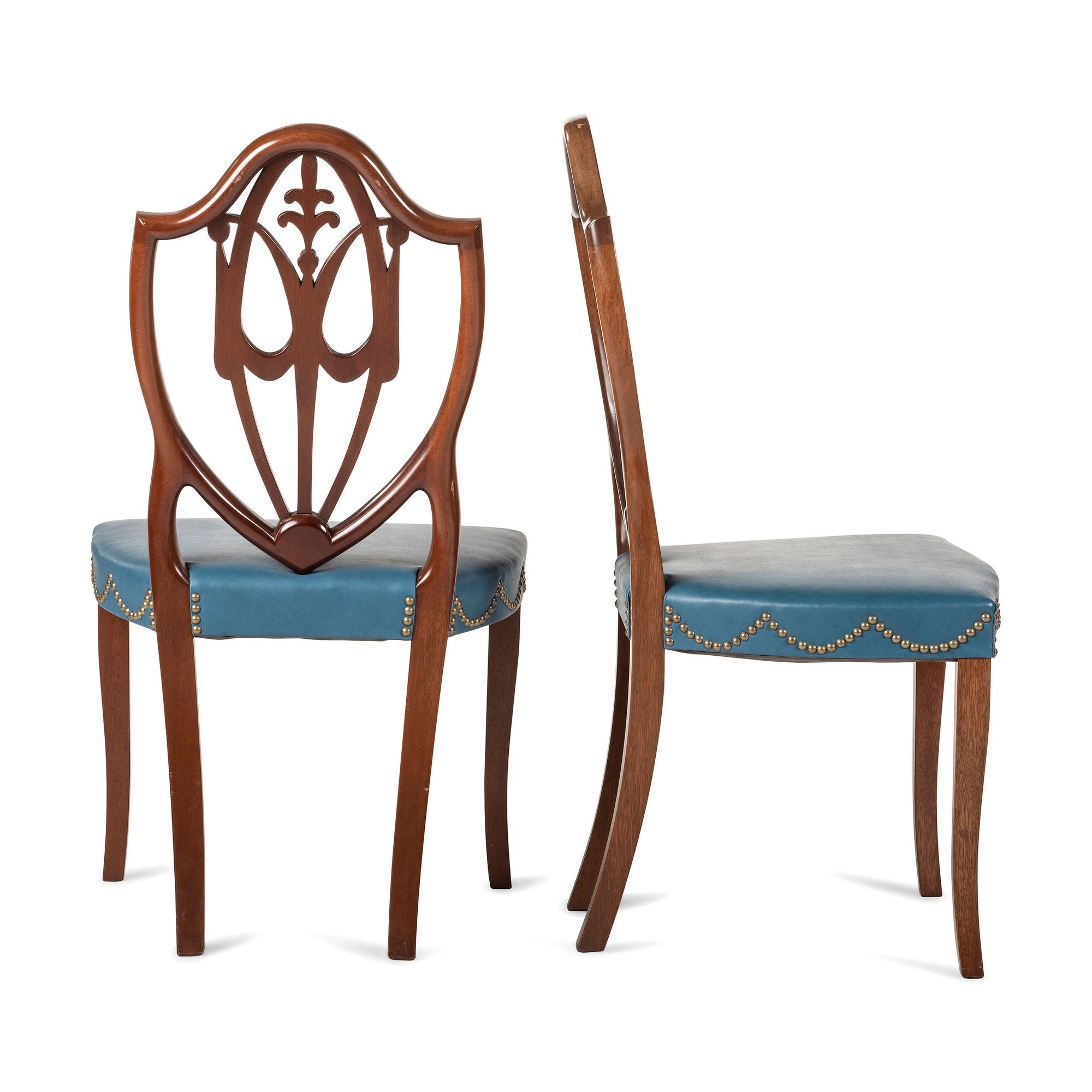 A Pair of Federal Mahogany Shield-Back Side Chairs