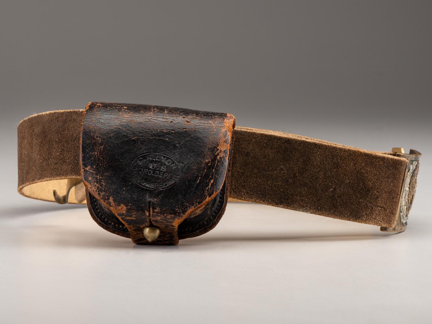[CIVIL WAR]. Non-commissioned officer's belt equipped with a Model 1851 enlisted sword belt plate and cap pouch.