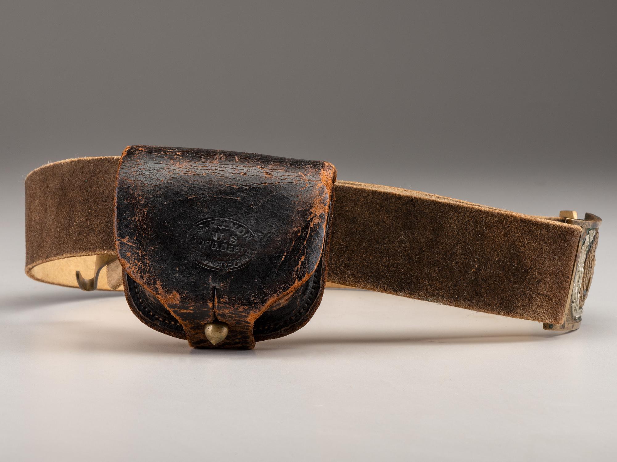 [CIVIL WAR]. Non-commissioned officer's belt equipped with a Model 1851 enlisted sword belt plate and cap pouch.