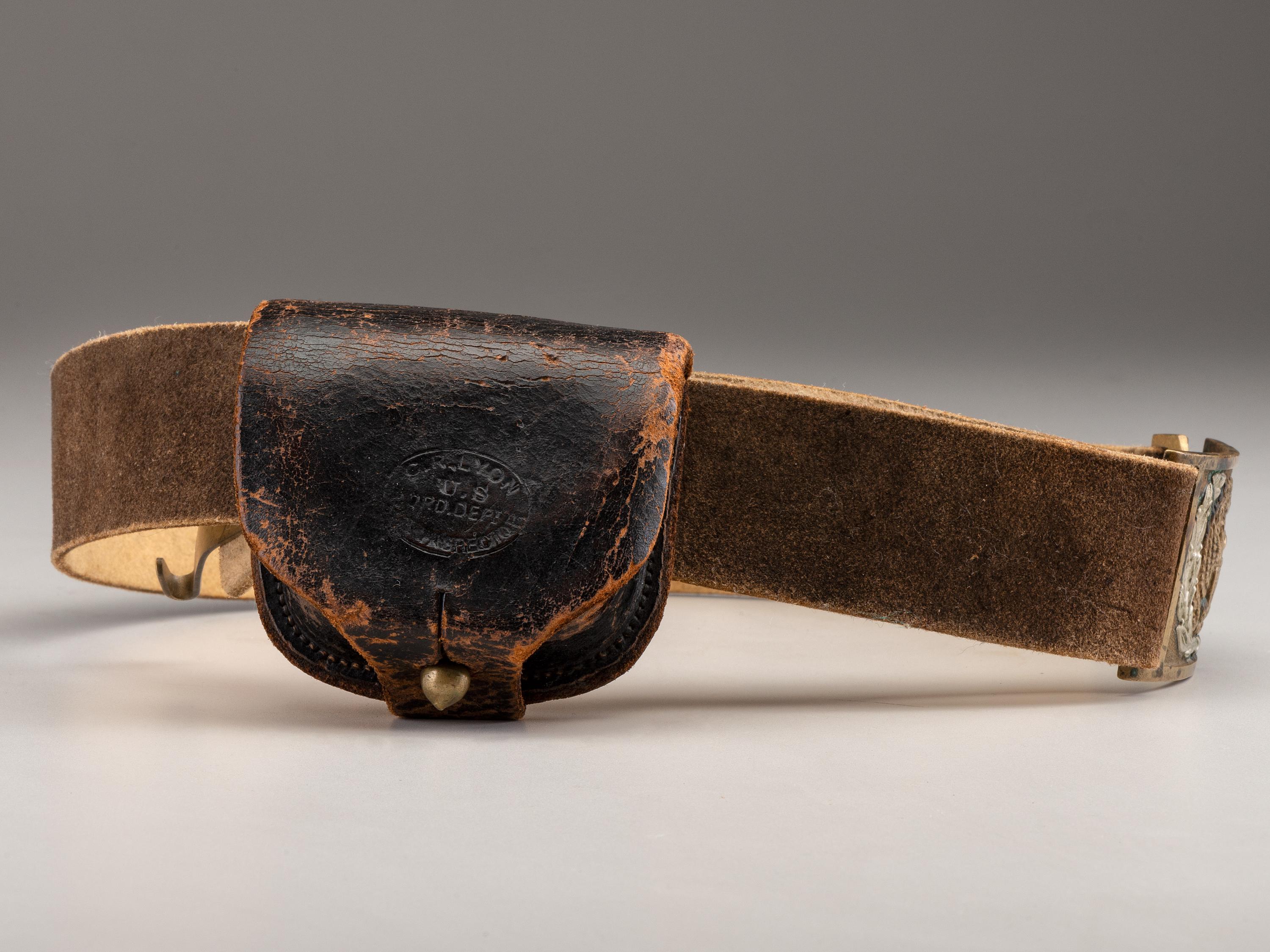 [CIVIL WAR]. Non-commissioned officer's belt equipped with a Model 1851 enlisted sword belt plate and cap pouch.