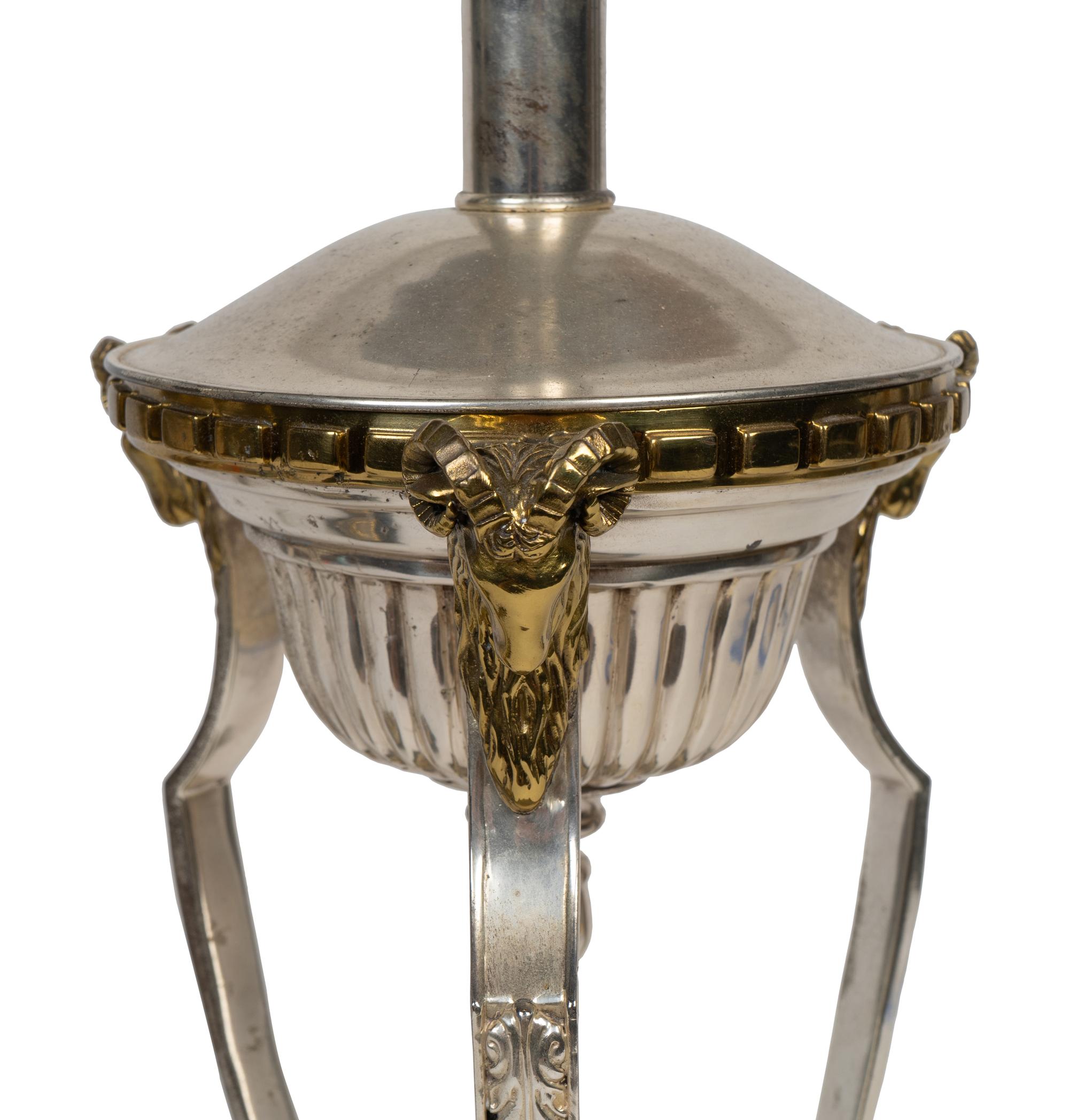 A Pair of Neoclassical Style Silvered and Gilt Metal Lamps — FIRST HALF 20TH CENTURY