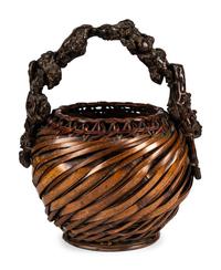 A Japanese Bamboo Ikebana Basket