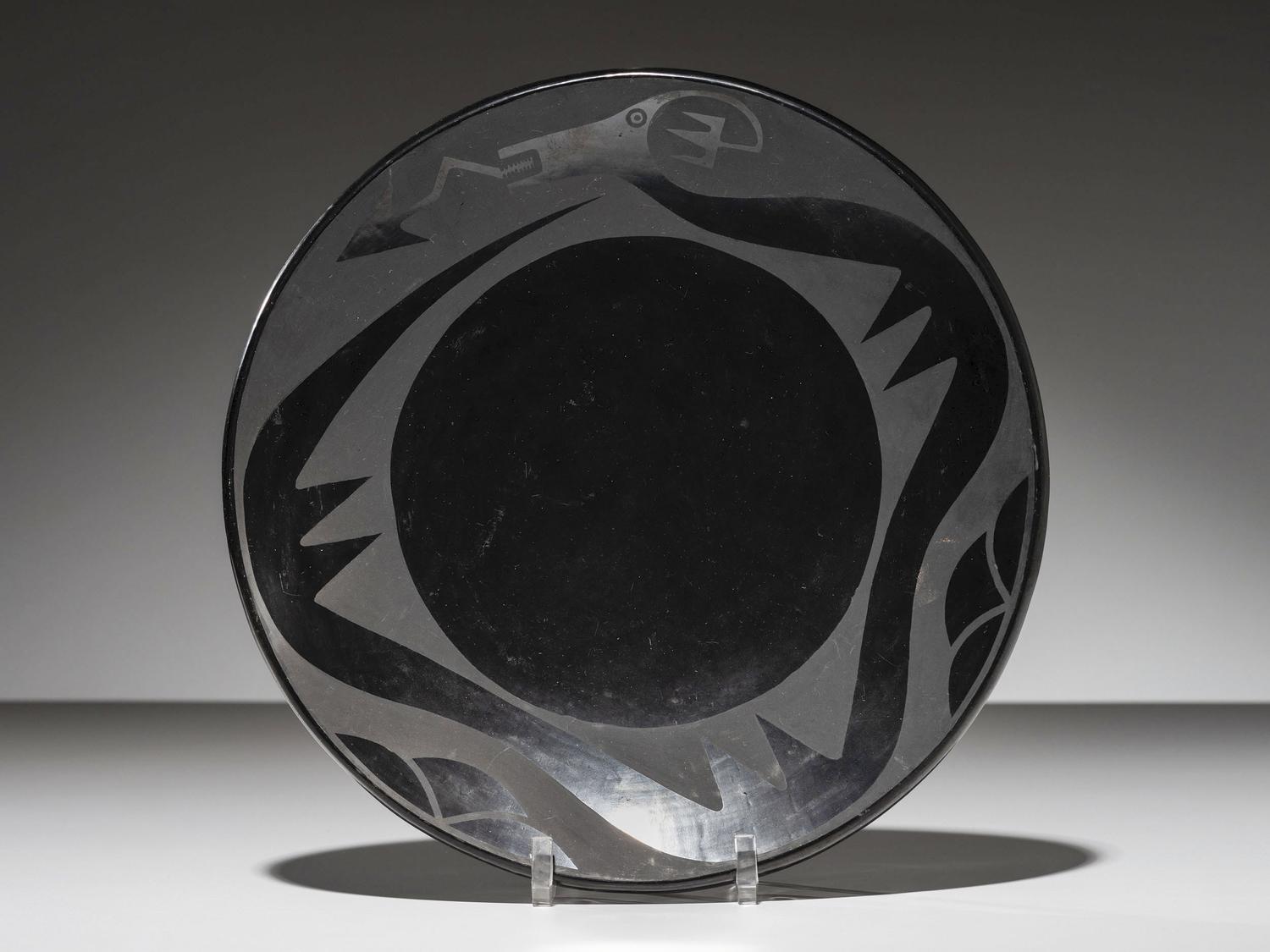 Blackware Plate, with Avanyu 1923-1925