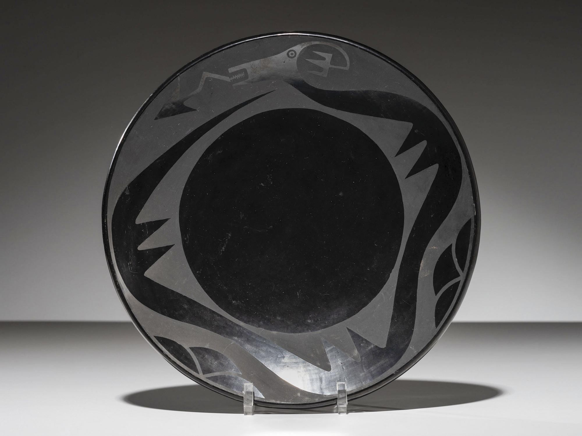 Blackware Plate, with Avanyu 1923-1925