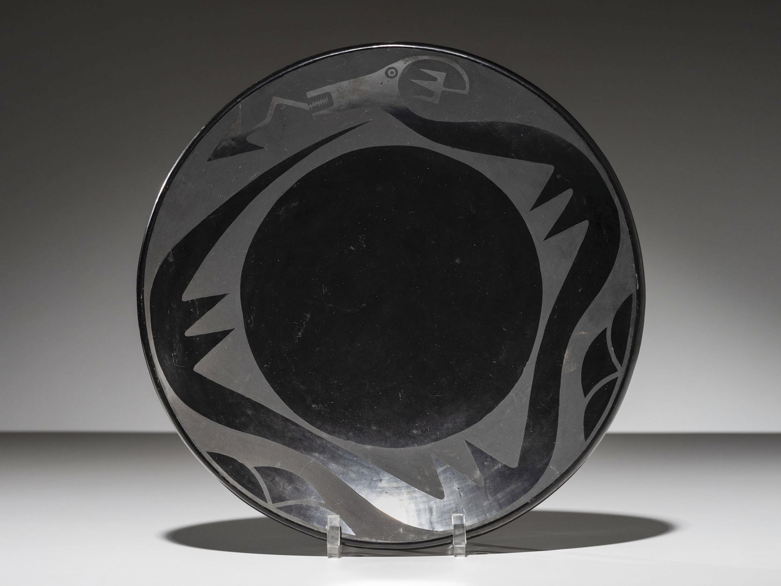 Blackware Plate, with Avanyu 1923-1925