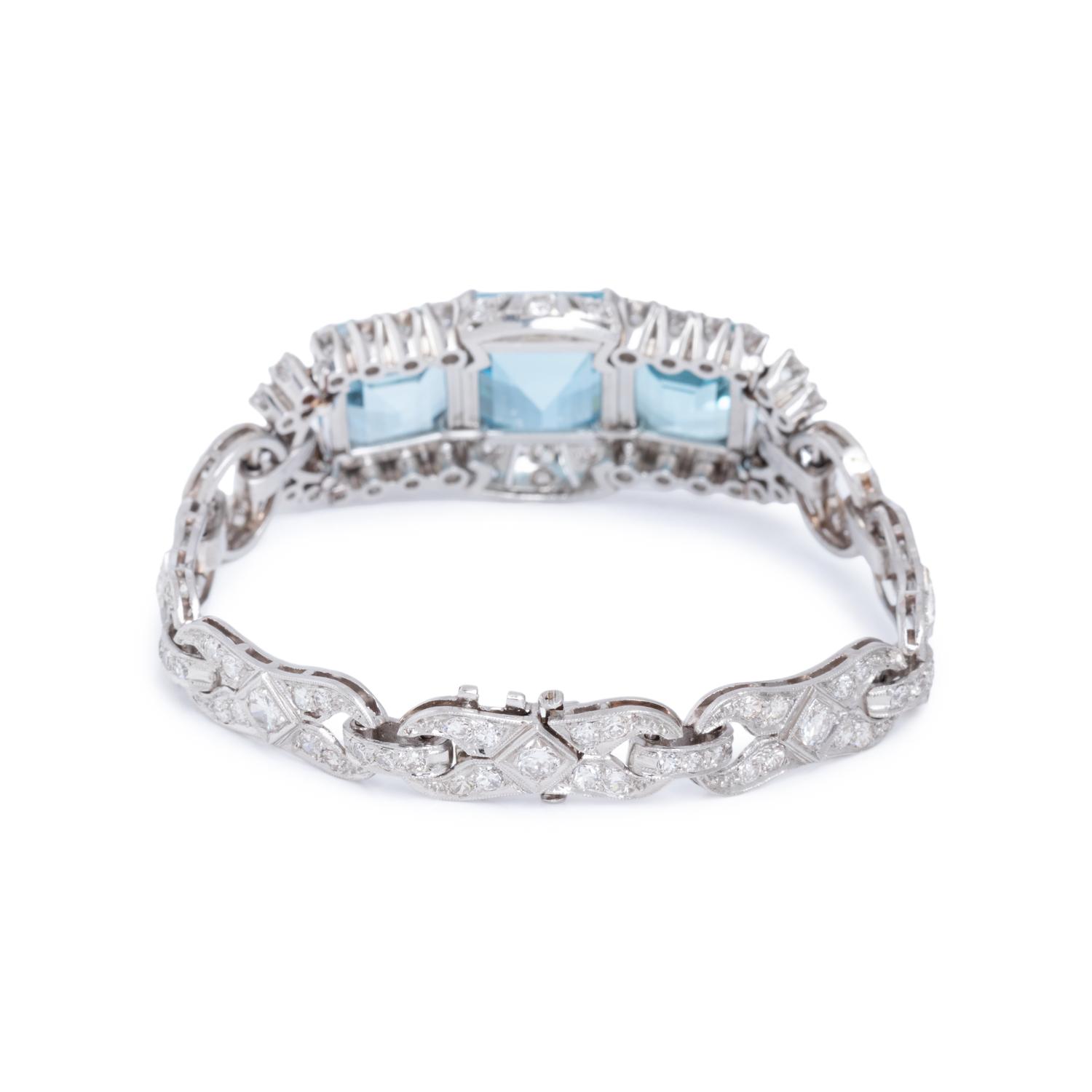 AQUAMARINE AND DIAMOND BRACELET