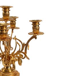 A Pair of Gilt Bronze and Japanese Satsuma Porcelain Candelabra