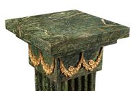 A Pair of Continental Gilt Bronze Mounted Marble Pedestals