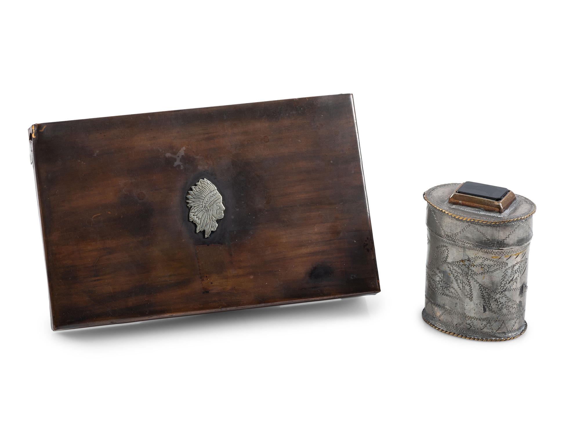 Southwestern Rocker Engraved Silver Box, Ex. Clay Lockett Collection, PLUS