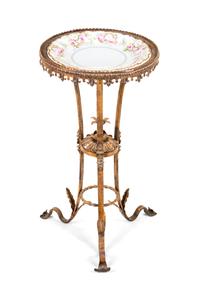 An Italian Tôle and Porcelain Mounted Table