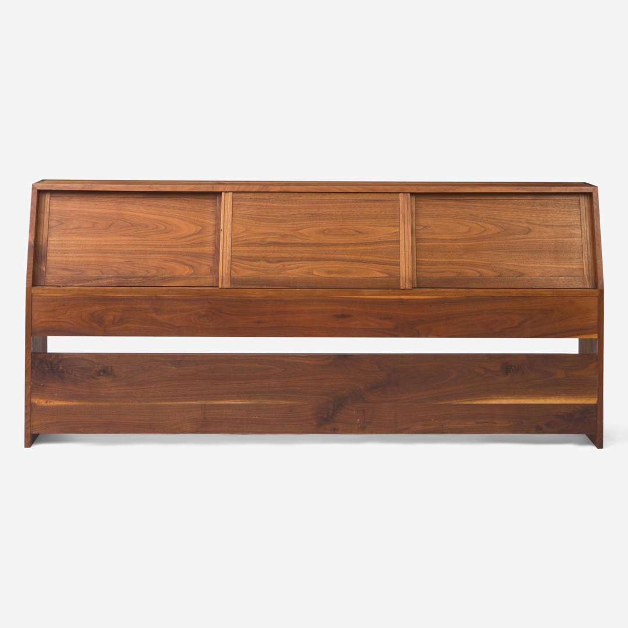 George Nakashima (American, 1905-1990) King-Size Triple Sliding-Door Storage Headboard, New Hope, Pennsylvania, 1967