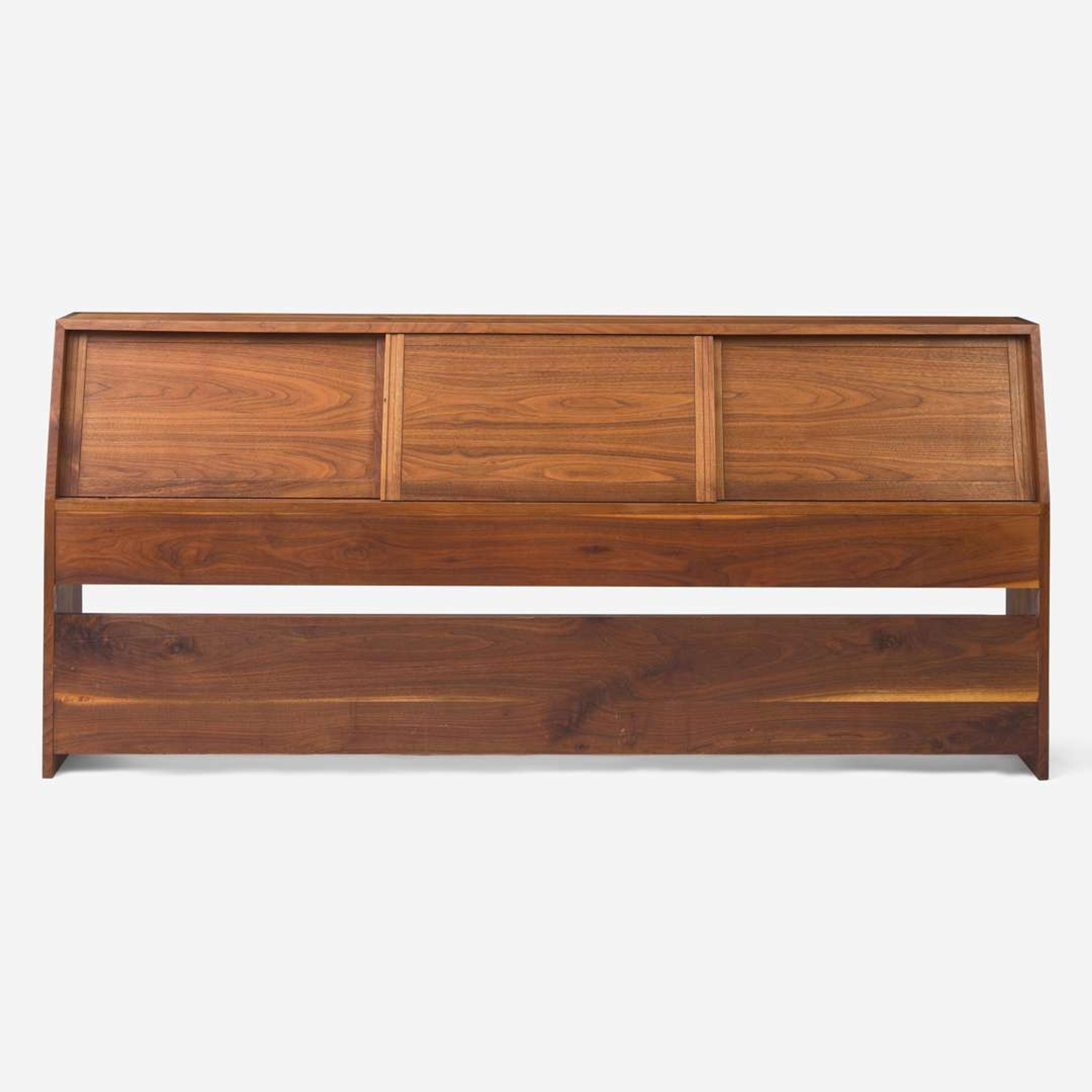 George Nakashima (American, 1905-1990) King-Size Triple Sliding-Door Storage Headboard, New Hope, Pennsylvania, 1967