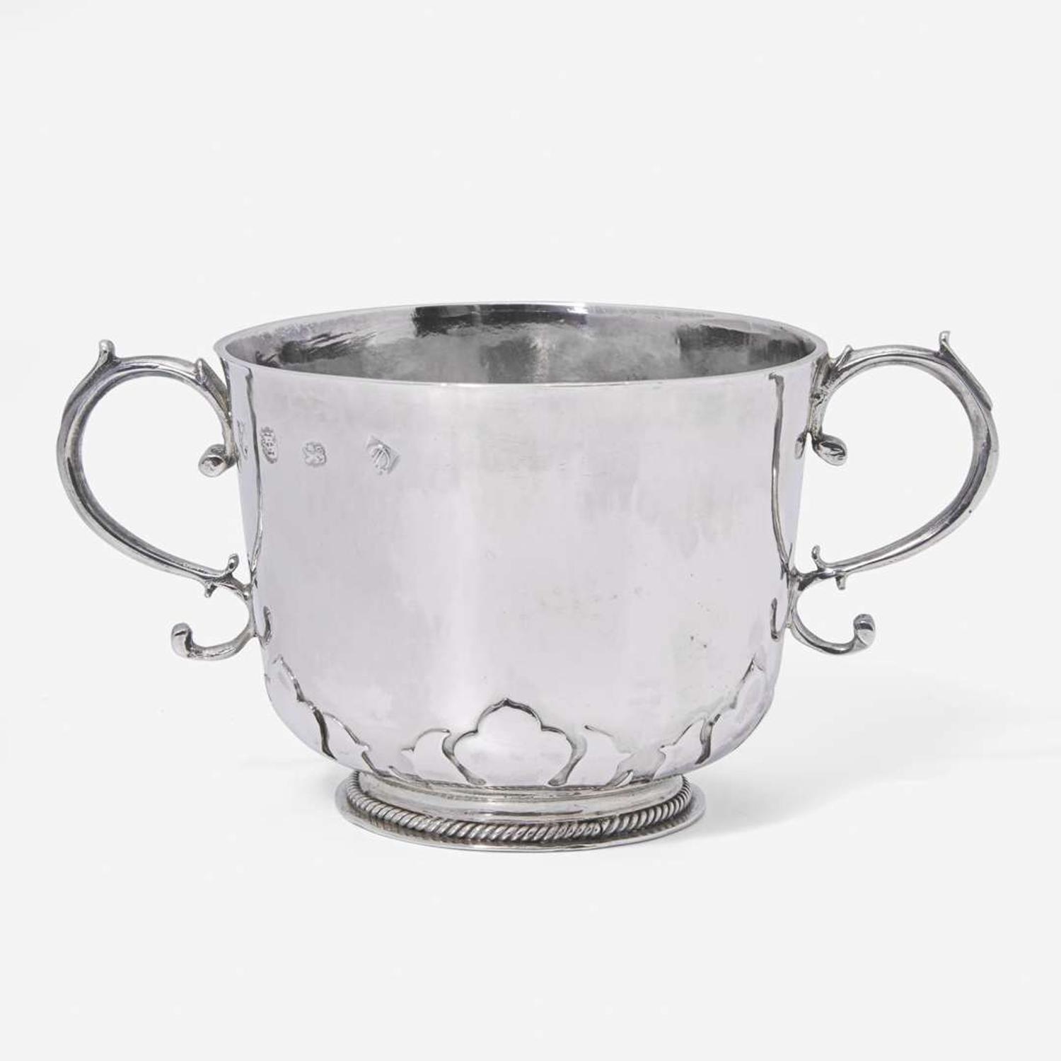 A silver two-handled porringer Katherine Stevens, London, 1673