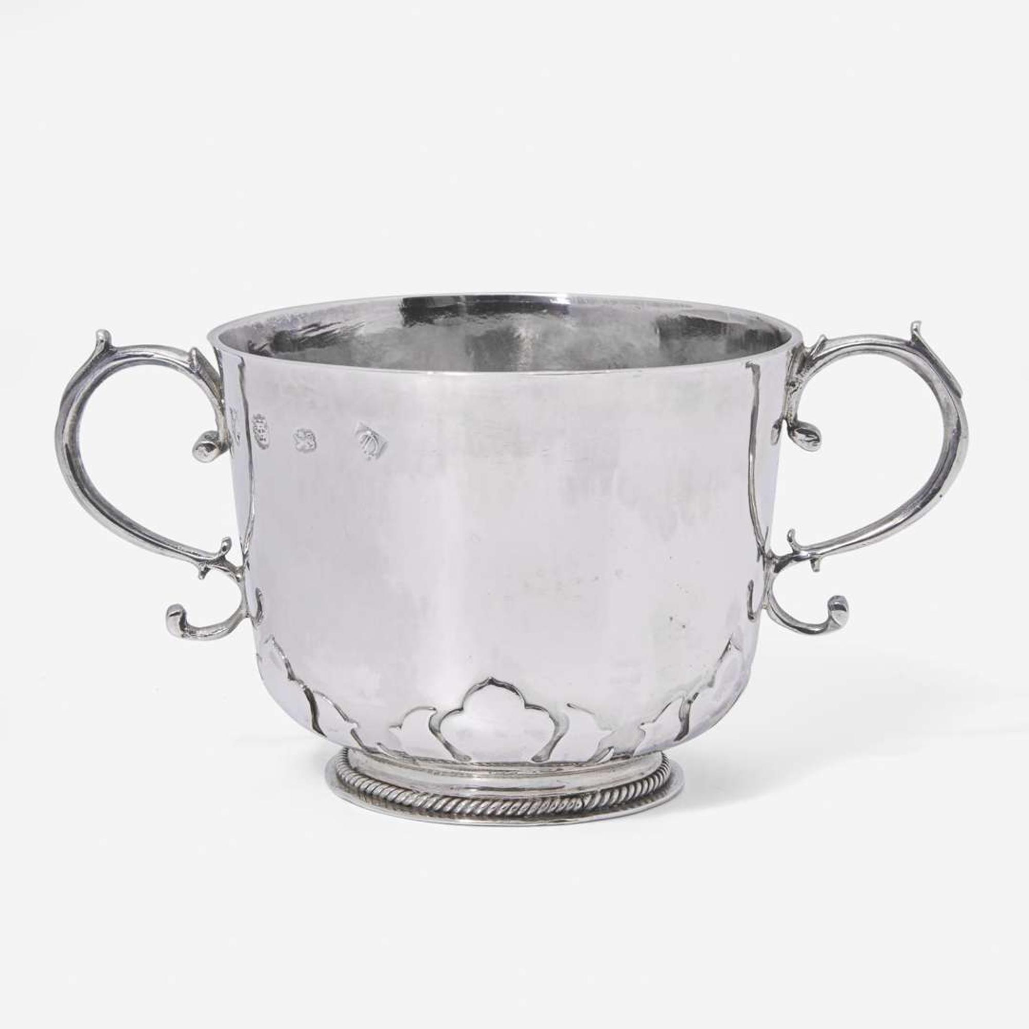 A silver two-handled porringer Katherine Stevens, London, 1673
