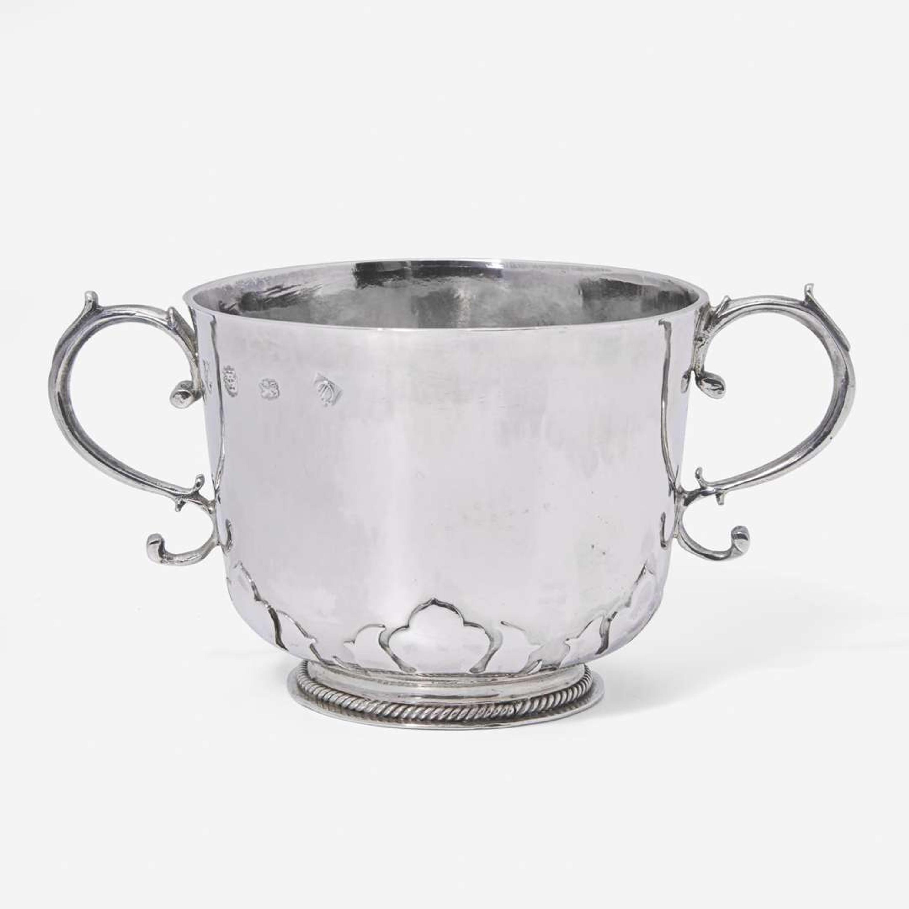 A silver two-handled porringer Katherine Stevens, London, 1673
