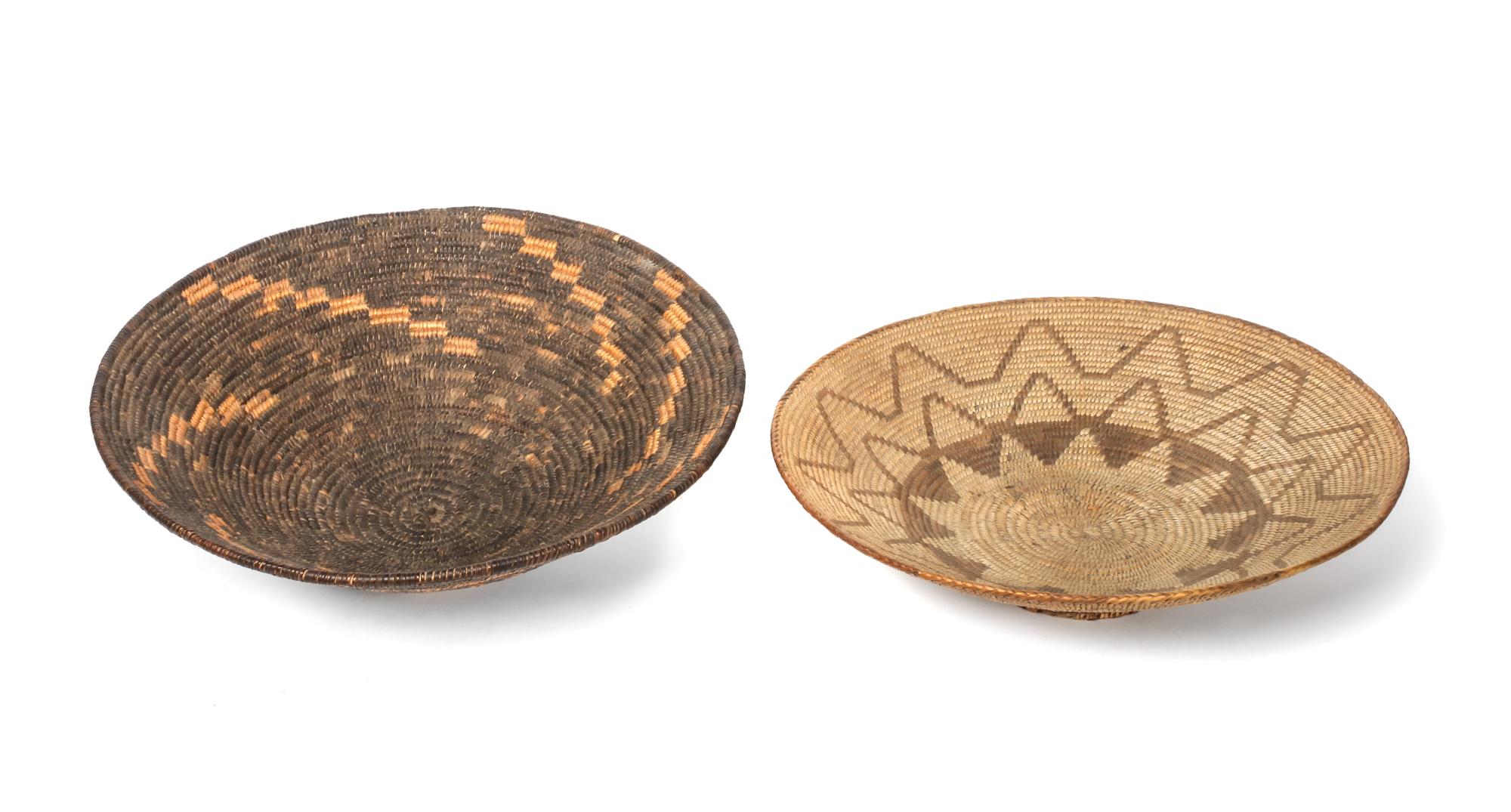 Two Pima Basketry Bowls Diameter of larger 14 inches