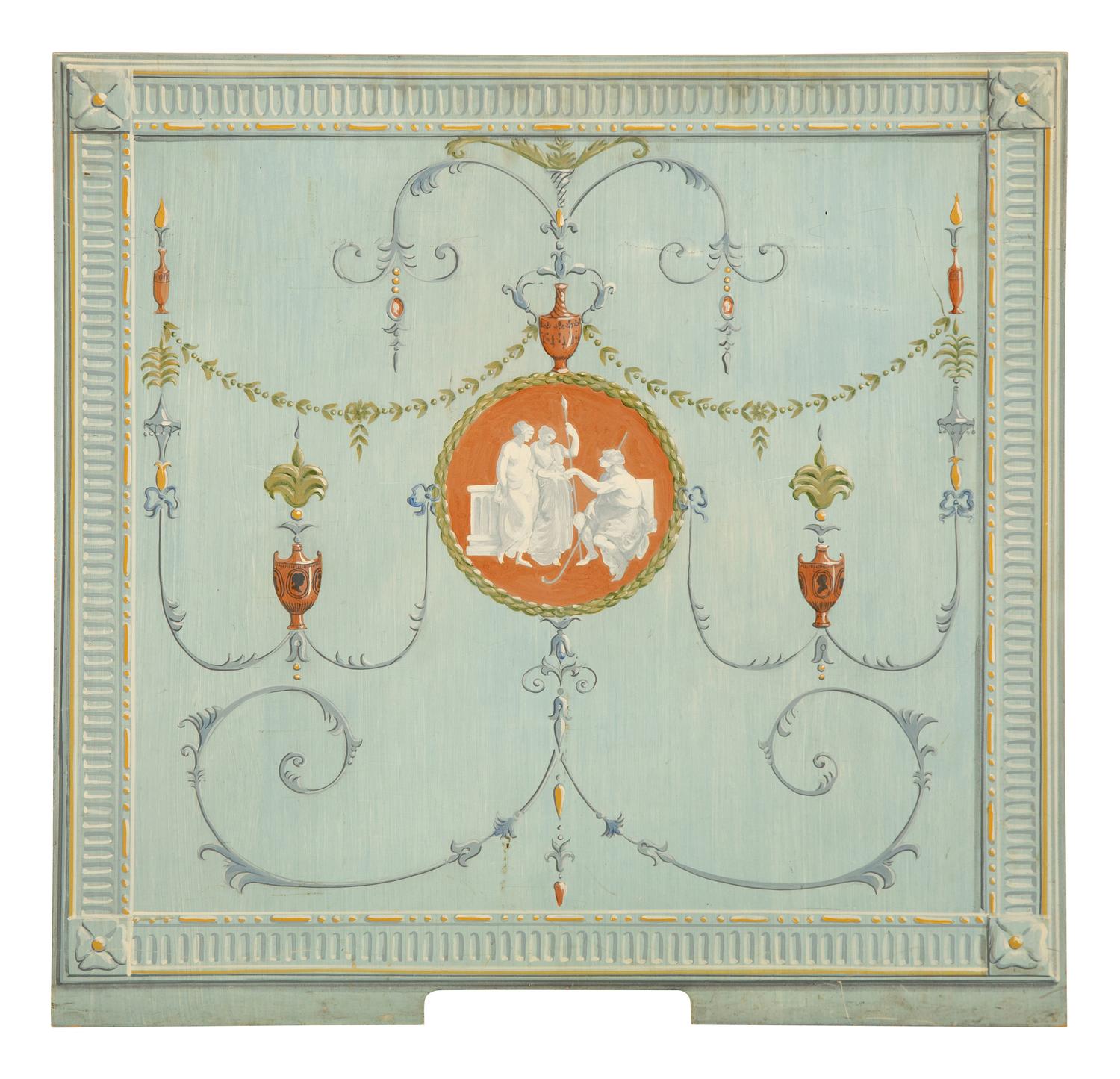 A Pair of Neoclassical Style Painted Wood Panels