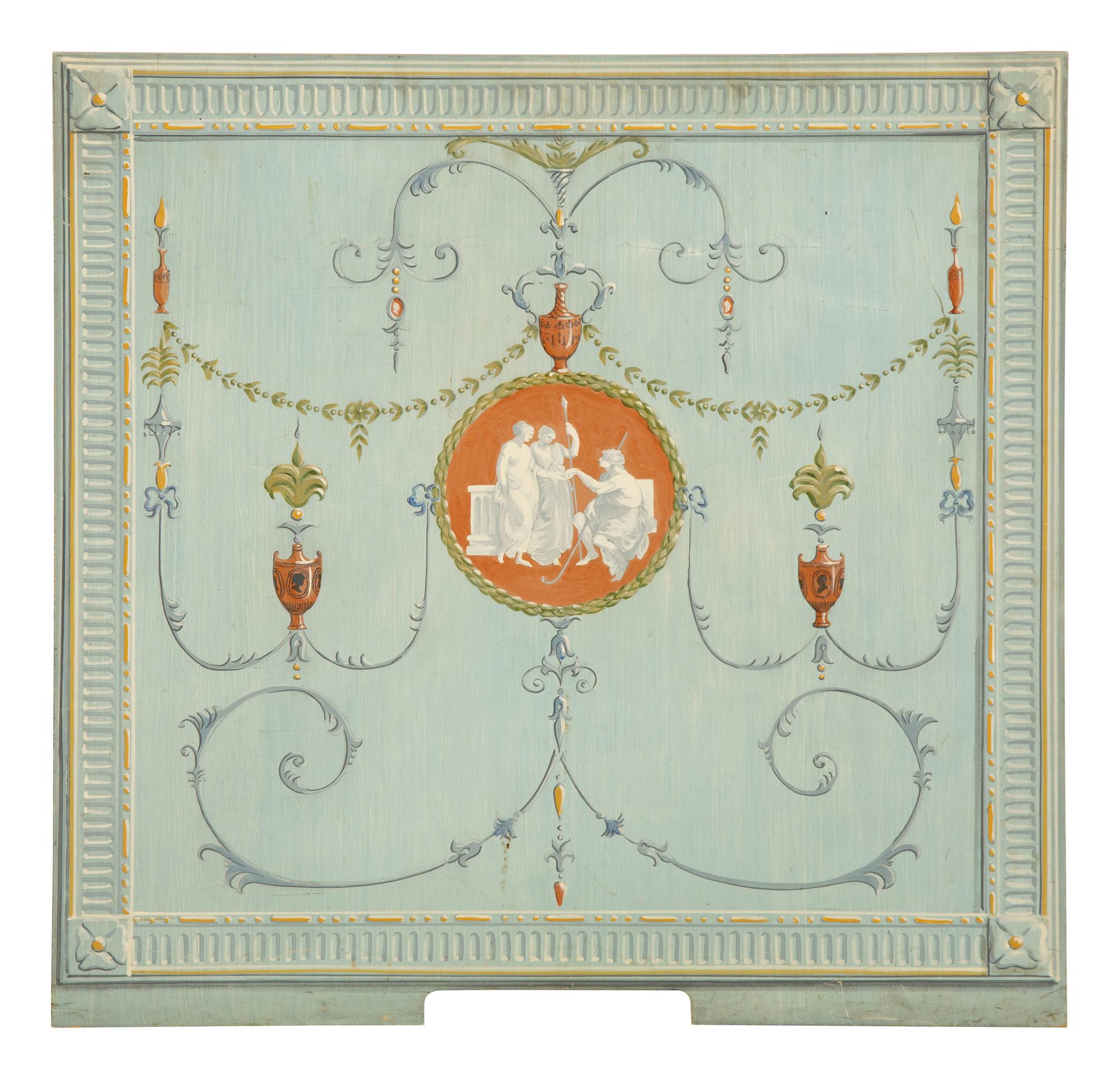 A Pair of Neoclassical Style Painted Wood Panels