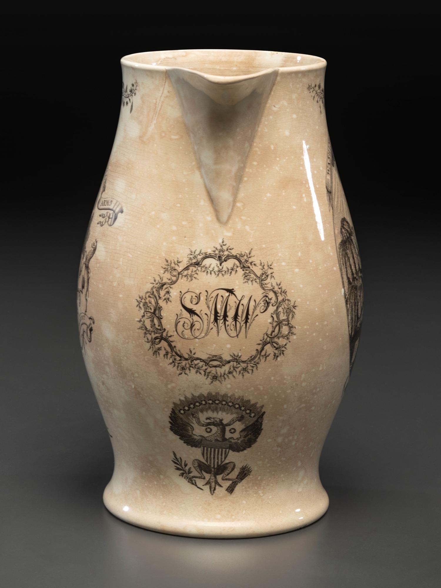 A Liverpool Transfer-Printed Creamware 'Washington in Glory, America in Tears' Memorial Pitcher