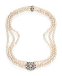 NATURAL PEARL AND DIAMOND CHOKER NECKLACE
