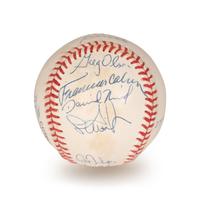 A 1992 Atlanta Braves National League Champions Team Signed Autograph Baseball With 17 Signatures (Beckett Authentication Services Letter BAS Certified),