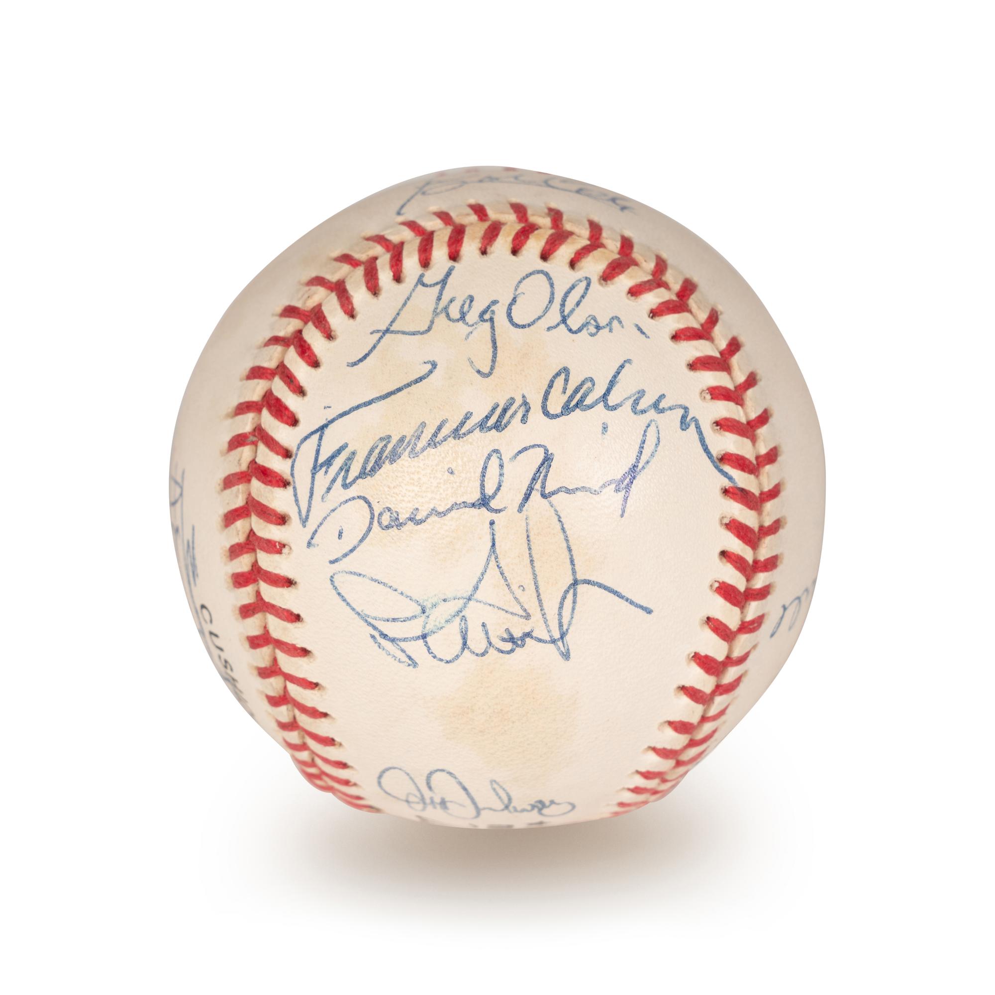A 1992 Atlanta Braves National League Champions Team Signed Autograph Baseball With 17 Signatures (Beckett Authentication Services Letter BAS Certified),