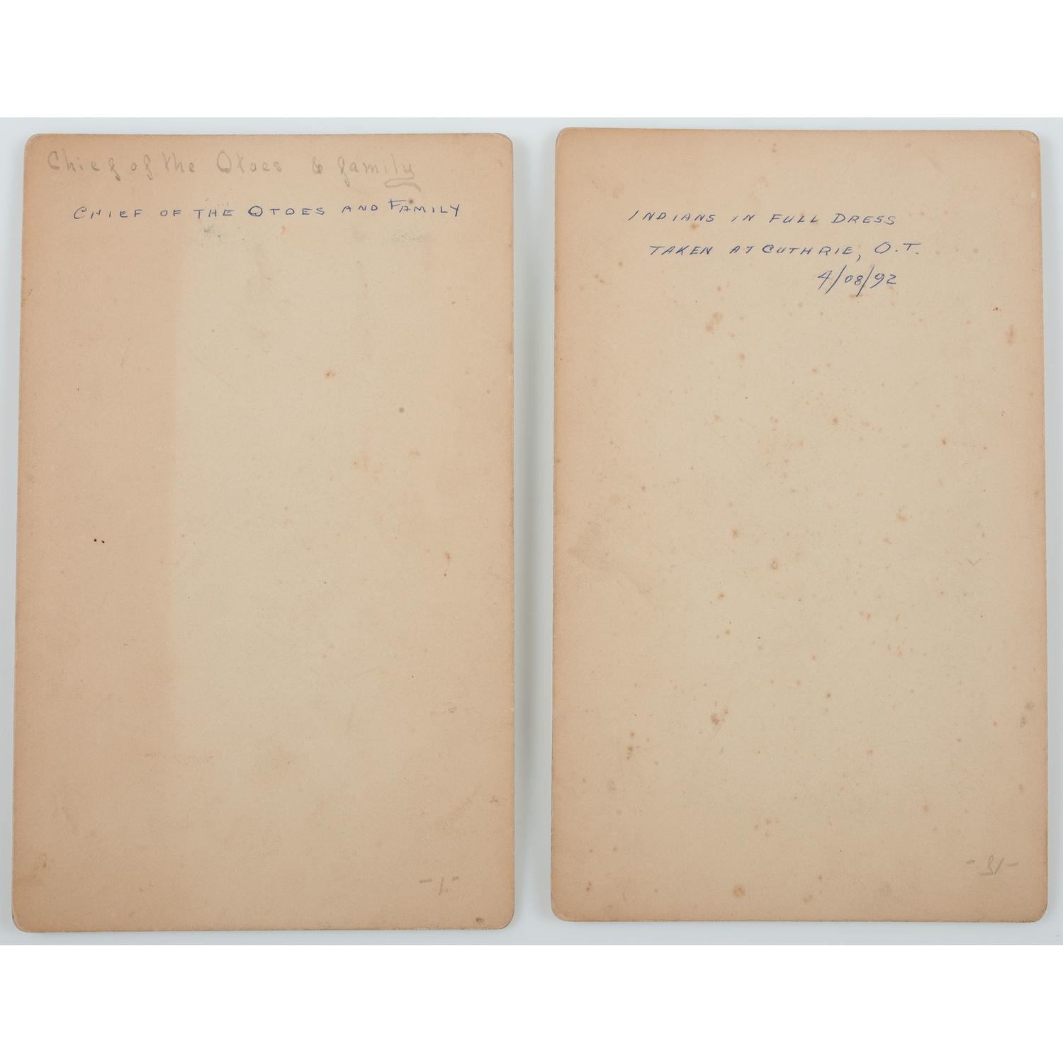 Two Boudoir Cards of Oklahoma Territory Indians, Incl. Chief of Otoes