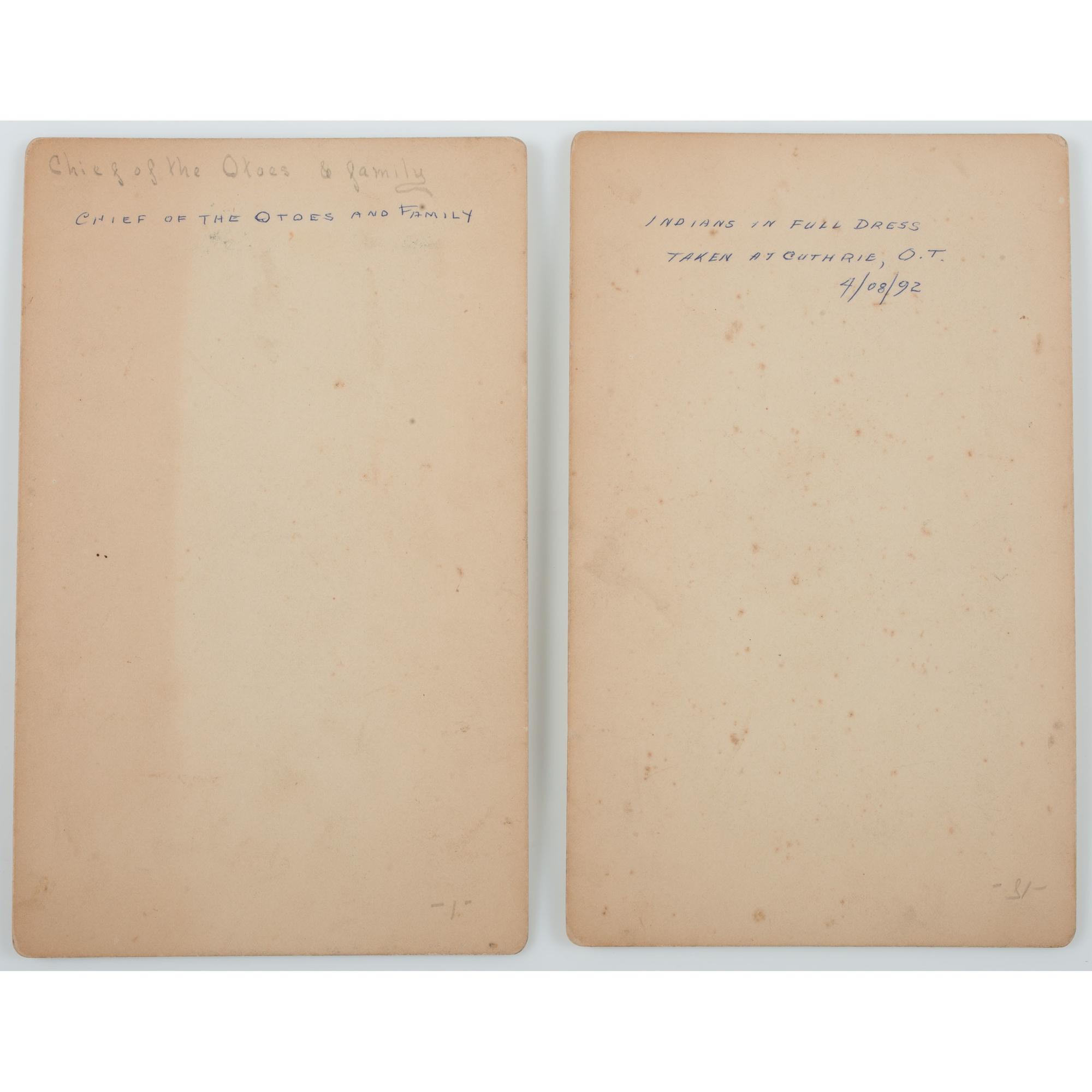 Two Boudoir Cards of Oklahoma Territory Indians, Incl. Chief of Otoes