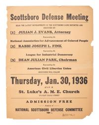 [CIVIL RIGHTS]. Scottsboro Defense Meeting . National Scottsboro Defense Committee, January 1936.